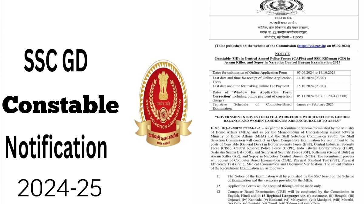 SSC GD Constable Notification 2024-25